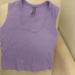 Anthro Classic Ribbed Scoop Neck Tank Top - Lavender